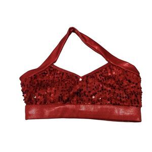 Red‎ Sequin Double Platinum Red Dance Top Size 8-10Y